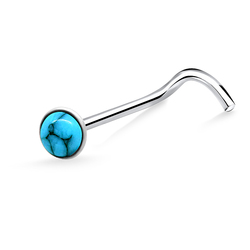 2.5mm Turquoise Stone Curved Nose Stud Silver NSKB-150